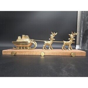 2021 Threshold Stocking Holder Reindeer Sleigh 3 Hook Metal Christmas Holiday